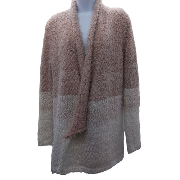 Signature Studio Women's Pink & white cardigan soft eyelash open front size L - Picture 6 of 7